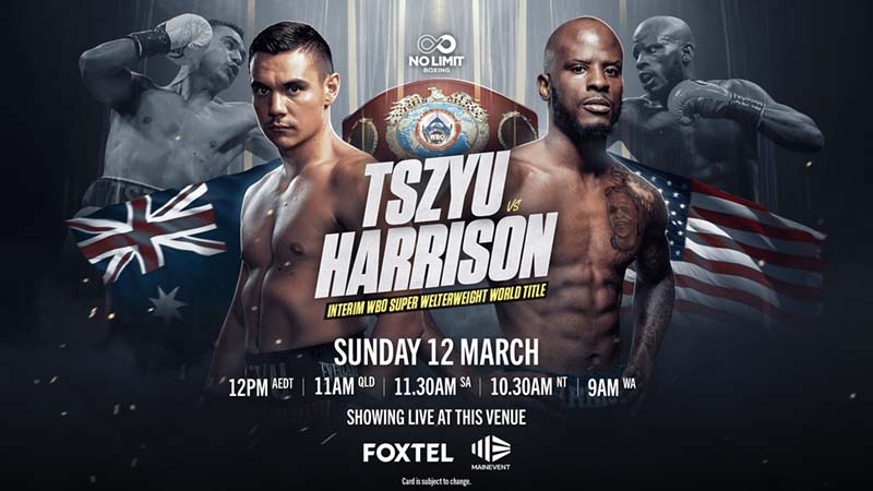 Tszyu vs Harrison Boxing Match event at Divers Tavern