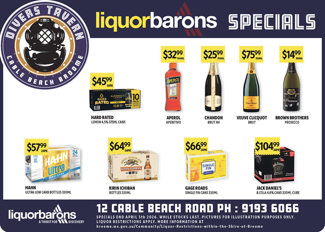 LBarons Divers April 5 Bottleshop specials at Divers Tavern